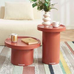 Table d'appoint PANTONE finition laquée mate terracotta 50cm