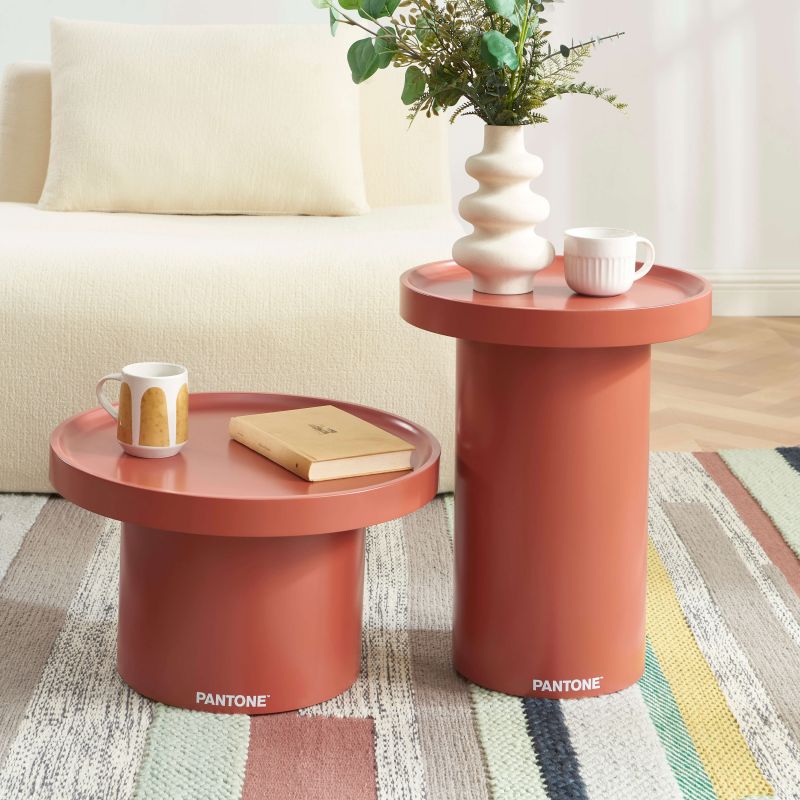 Table d'appoint PANTONE finition laquée mate terracotta 50cm