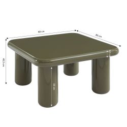Table basse MOXY finition laquée brillante vert olive 80cm