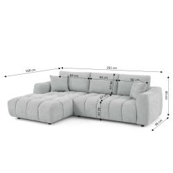 Canapé d'angle gauche fixe KEREA 4 places tissu chenille gris