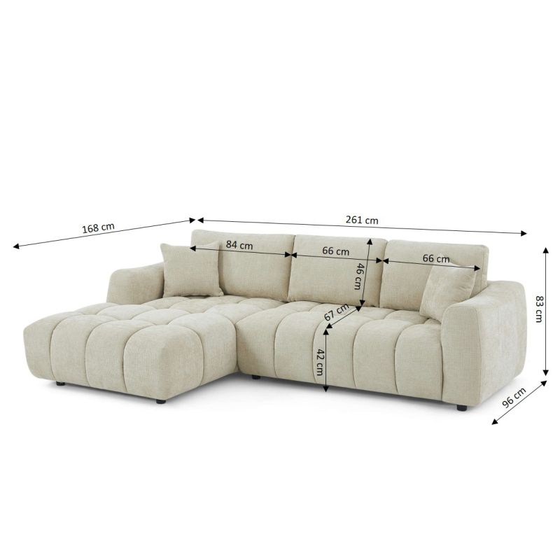 Canapé d'angle gauche fixe KEREA 4 places tissu chenille taupe