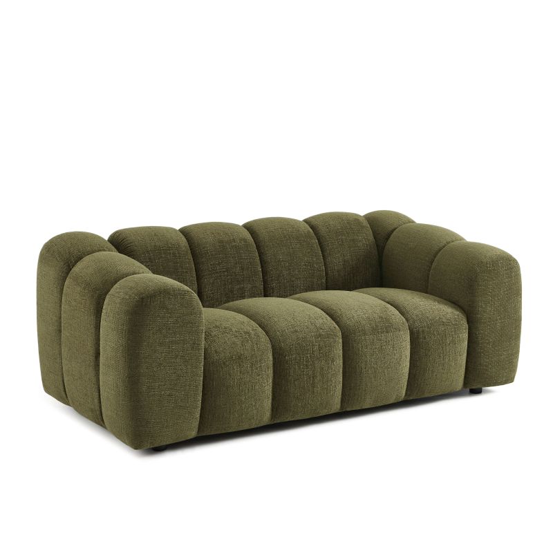 Canapé SUNNY 2 places tissu tweed vert