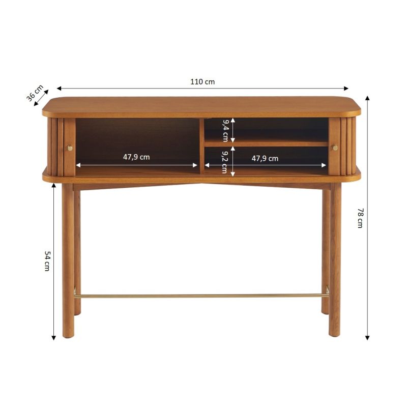 Console ERNEST frêne foncé portes tambour 110cm