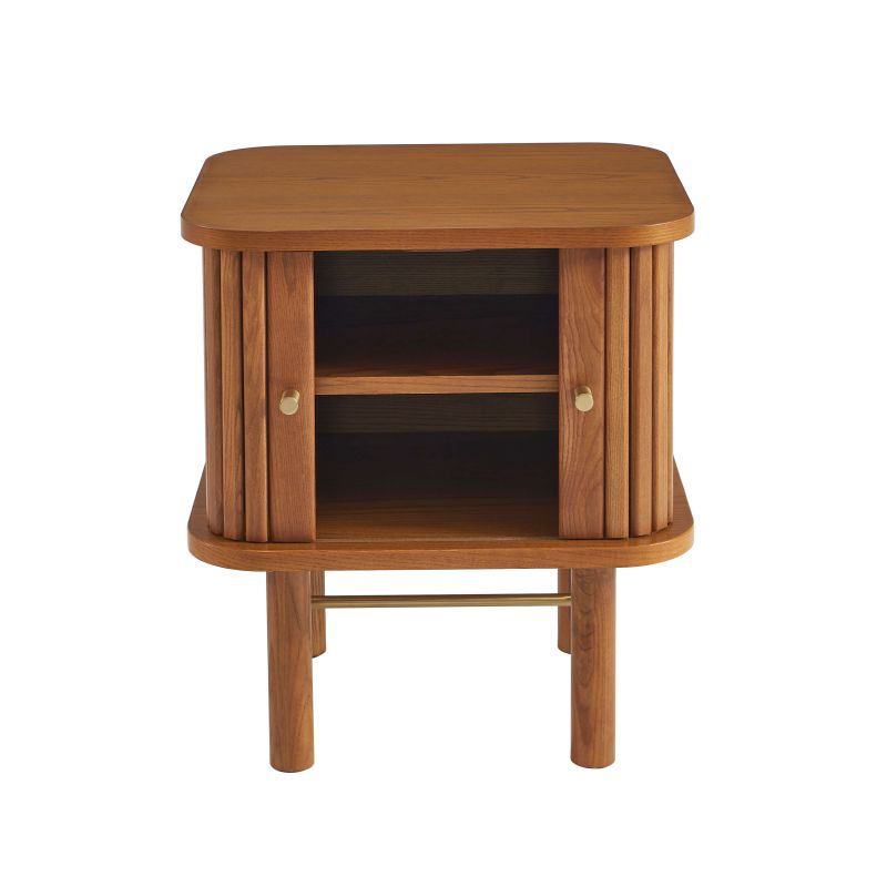 Table de chevet ERNEST frêne foncé portes tambour