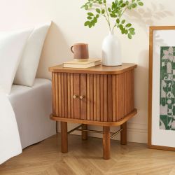 Table de chevet ERNEST frêne foncé portes tambour