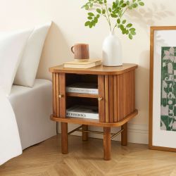 Table de chevet ERNEST frêne foncé portes tambour