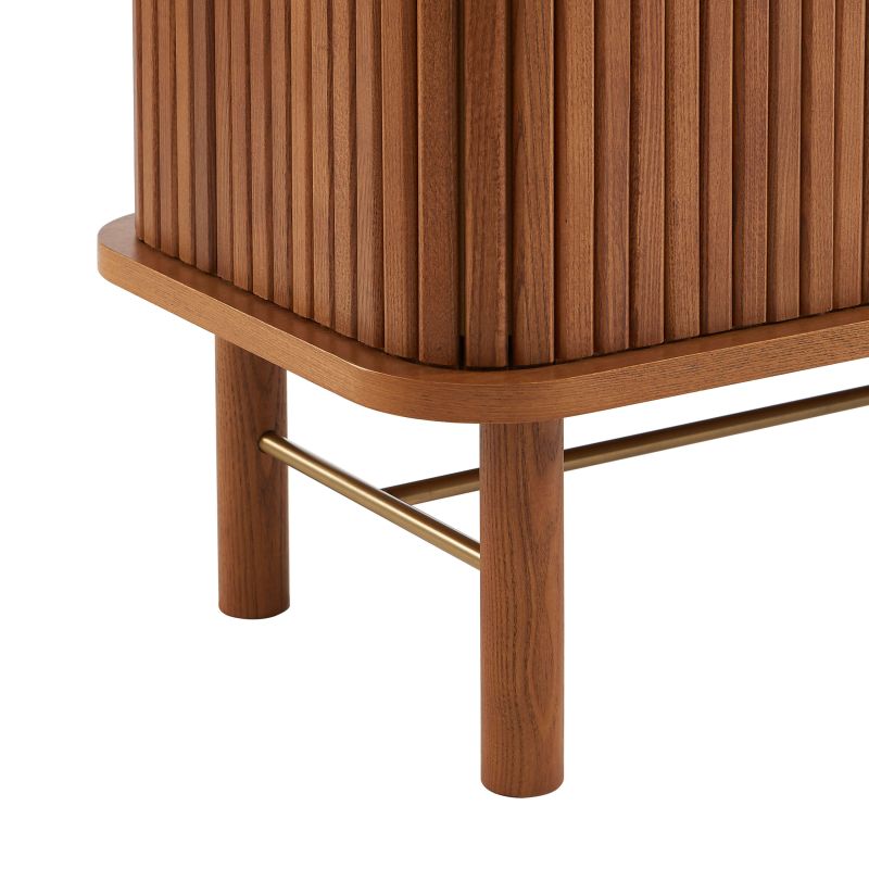 Meuble TV ERNEST frêne foncé portes tambour 150cm