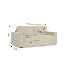 Canapé droit convertible express ROYAL 3 places velours côtelé beige