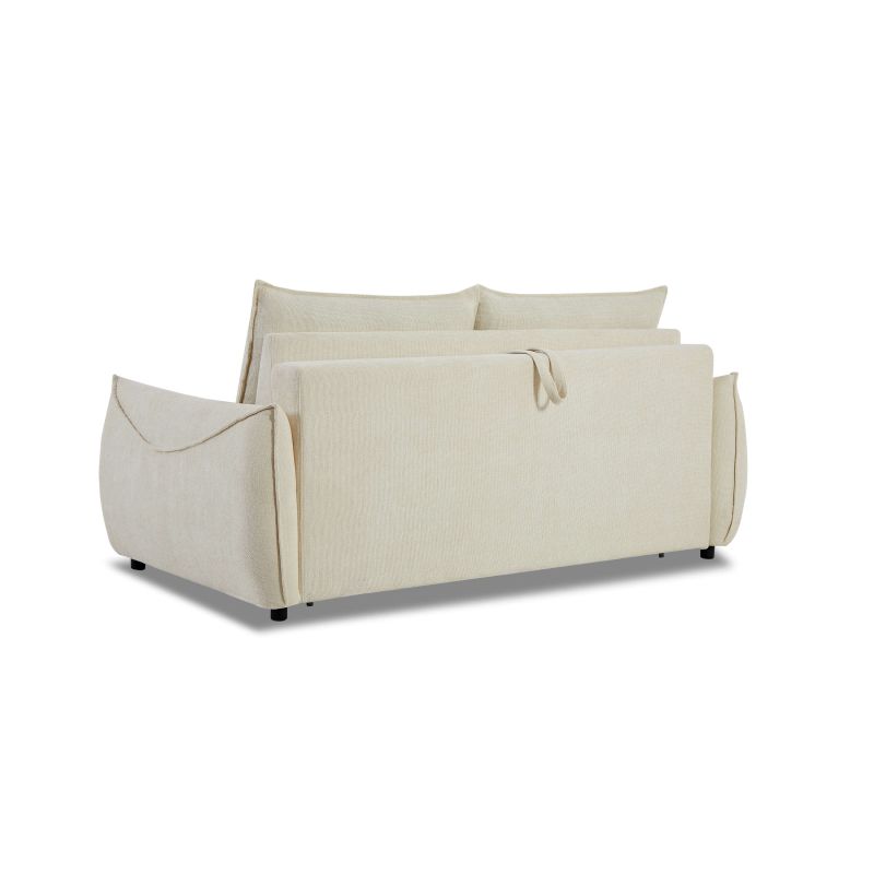 Canapé droit convertible express PALLA 3 places tissu chenille beige