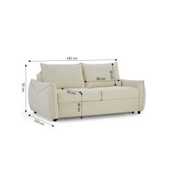 Canapé droit convertible express PALLA 3 places tissu chenille beige