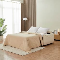 Canapé droit convertible express PALLA 3 places tissu chenille beige