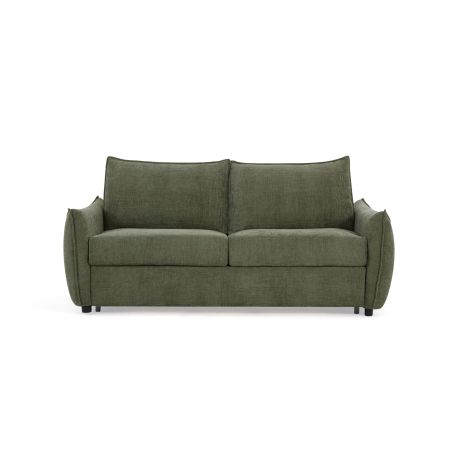 Canapé droit convertible express PALLA 3 places tissu chenille vert