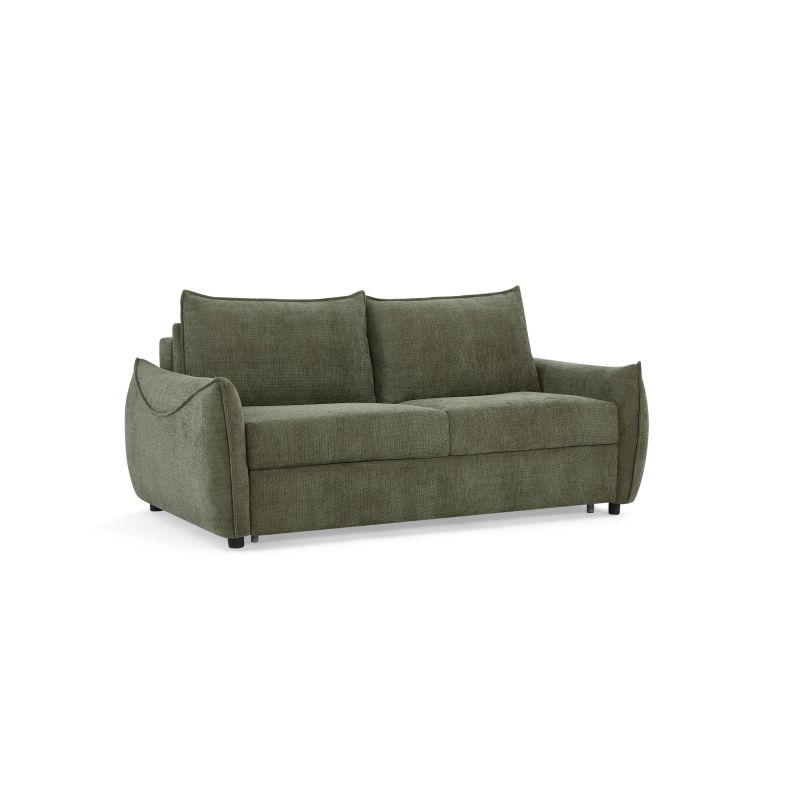 Canapé droit convertible express PALLA 3 places tissu chenille vert