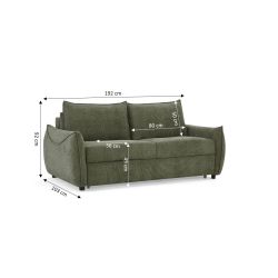Canapé droit convertible express PALLA 3 places tissu chenille vert
