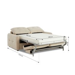 Canapé droit convertible express IMPA 3 places tissu chenille beige