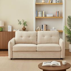 Canapé droit convertible express IMPA 3 places tissu chenille beige