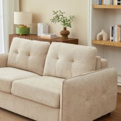 Canapé droit convertible express IMPA 3 places tissu chenille beige