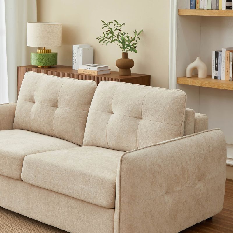 Canapé droit convertible express IMPA 3 places tissu chenille beige