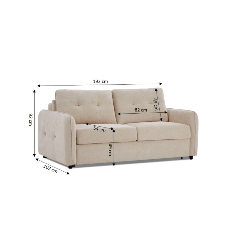 Canapé droit convertible express IMPA 3 places tissu chenille beige