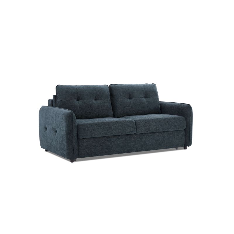 Canapé droit convertible express IMPA 3 places tissu chenille bleu canard