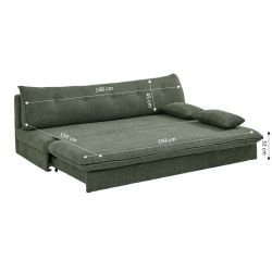 Banquette convertible KIARA 3 places tissu bouclette vert