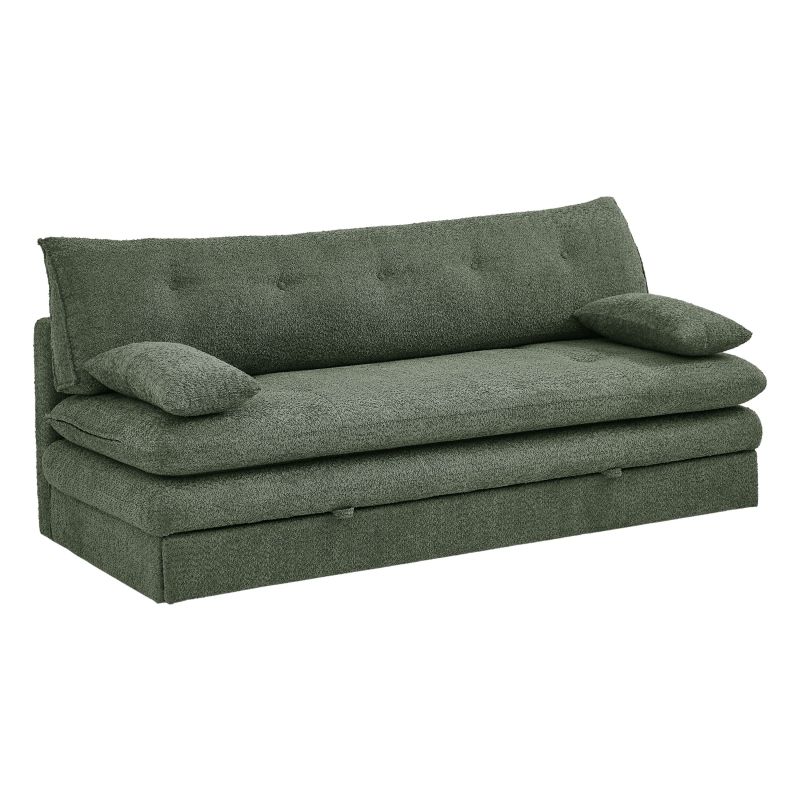 Banquette convertible KIARA 3 places tissu bouclette vert