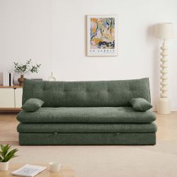 Banquette convertible KIARA 3 places tissu bouclette vert