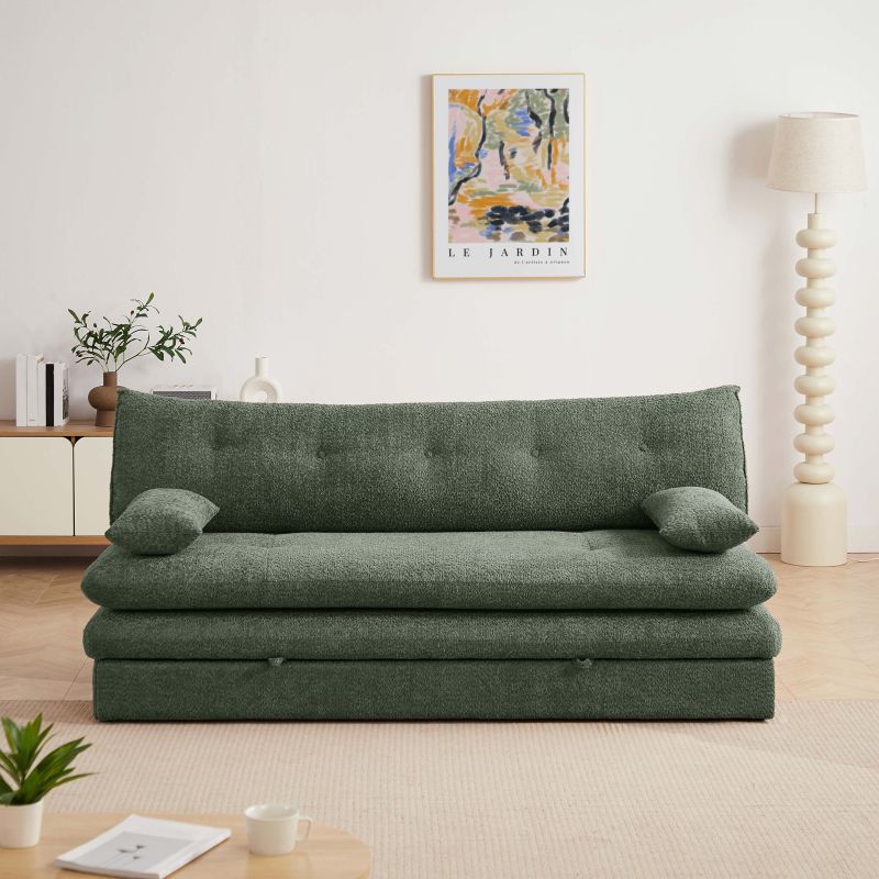 Banquette convertible KIARA 3 places tissu bouclette vert