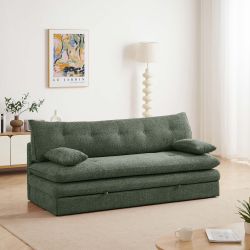 Banquette convertible KIARA 3 places tissu bouclette vert