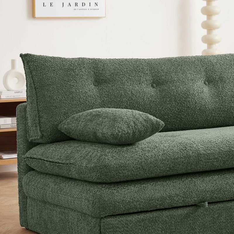 Banquette convertible KIARA 3 places tissu bouclette vert