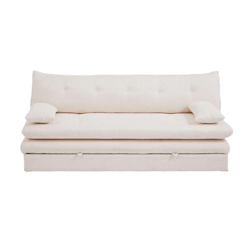 Banquette convertible KIARA 3 places tissu bouclette beige