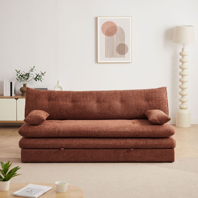 Banquette convertible KIARA 3 places tissu bouclette terracotta