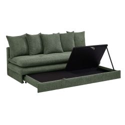 Banquette convertible MAORA 3 places tissu bouclette vert