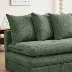 Banquette convertible MAORA 3 places tissu bouclette vert