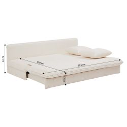 Banquette convertible MAORA 3 places tissu bouclette beige