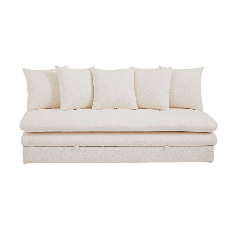 Banquette convertible MAORA 3 places tissu bouclette beige