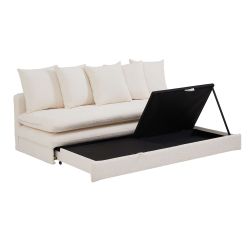 Banquette convertible MAORA 3 places tissu bouclette beige