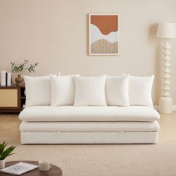 Banquette convertible MAORA 3 places tissu bouclette beige