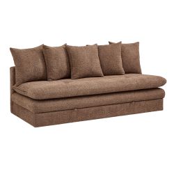 Banquette convertible MAORA 3 places tissu bouclette marron