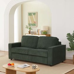 Canapé droit convertible express ROYAL 3 places velours côtelé vert