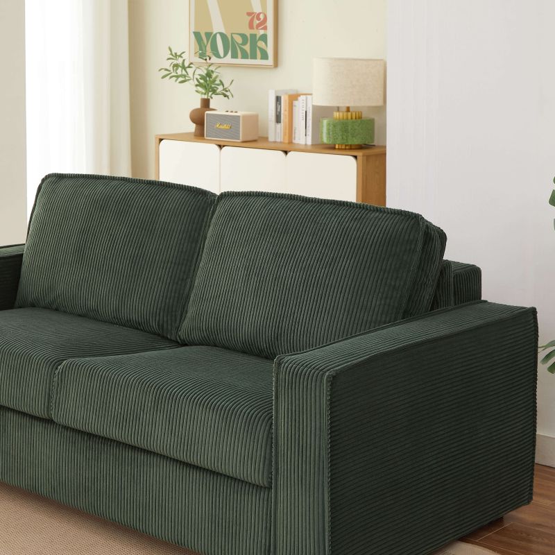 Canapé droit convertible express ROYAL 3 places velours côtelé vert
