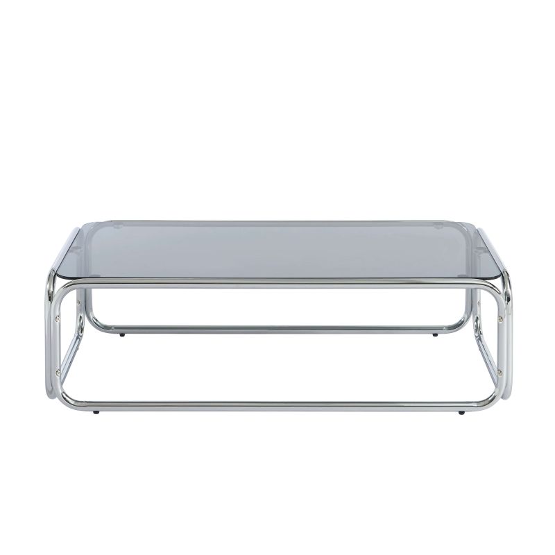 Table basse MAGGY verre trempé noir structure en chrome