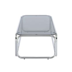 Table basse MAGGY verre trempé noir structure en chrome