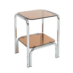 Table de chevet MAGGY verre trempé orange structure en chrome