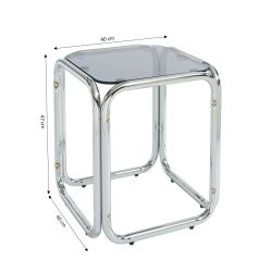 Table d'appoint MAGGY verre trempé noir structure en chrome