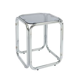 Table d'appoint MAGGY verre trempé noir structure en chrome