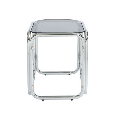 Table d'appoint MAGGY verre trempé noir structure en chrome