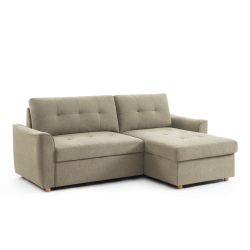 Canapé d'angle convertible et réversible TAMARA 4 places tissu texturé gris