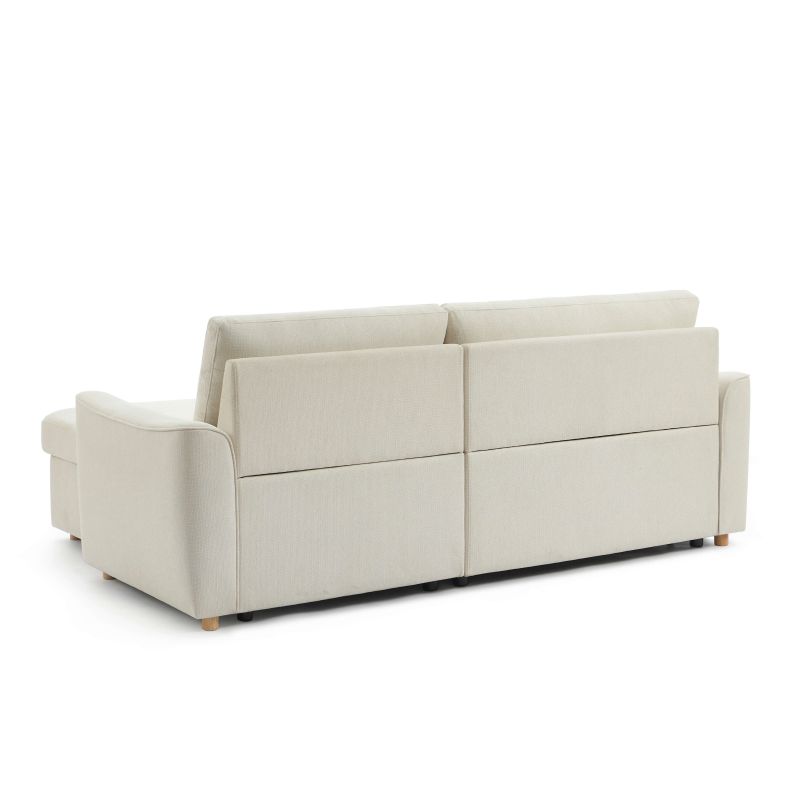 Canapé d'angle convertible et réversible TAMARA 4 places tissu texturé beige