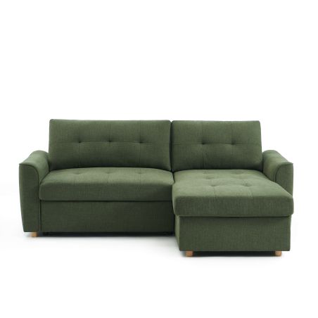 Canapé d'angle convertible et réversible TAMARA 4 places tissu texturé vert